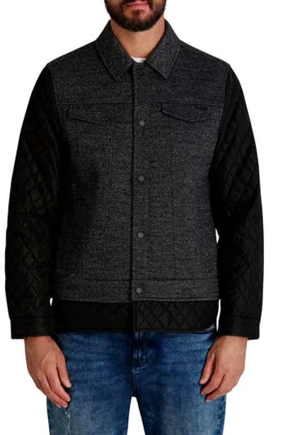 Karl Lagerfeld Men's Herringbone Jacket In Black