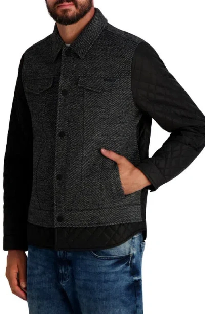 Karl Lagerfeld Men's Herringbone Jacket In Black