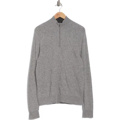 Amicale Jacquard Cashmere Quarter Zip Sweater In Gray