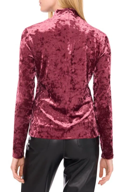 1.state Mock Neck Long Sleeve Crushed Velvet Top In Burgundy