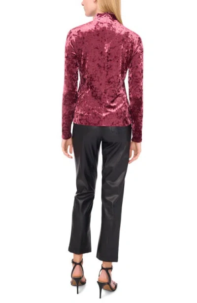 1.state Mock Neck Long Sleeve Crushed Velvet Top In Burgundy
