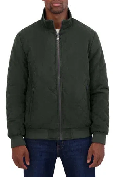 Nautica Water Resistant Quilted Faux Suede Jacket In Green