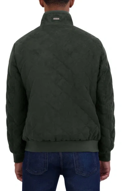 Nautica Water Resistant Quilted Faux Suede Jacket In Green