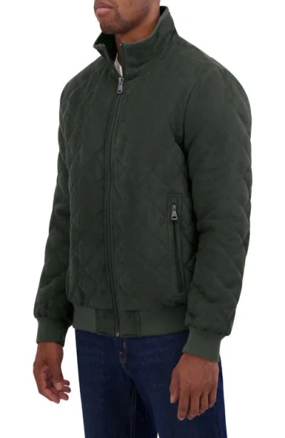 Nautica Water Resistant Quilted Faux Suede Jacket In Green
