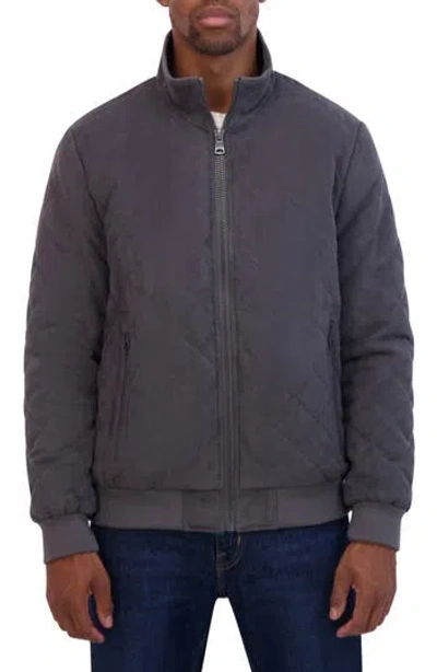 Nautica Water Resistant Quilted Faux Suede Jacket In Gray