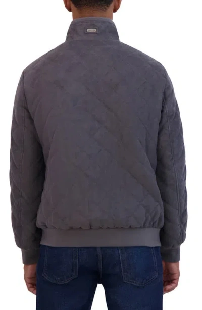 Nautica Water Resistant Quilted Faux Suede Jacket In Gray