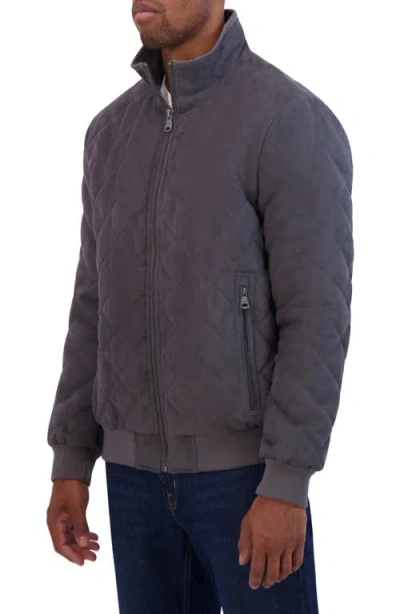 Nautica Water Resistant Quilted Faux Suede Jacket In Gray