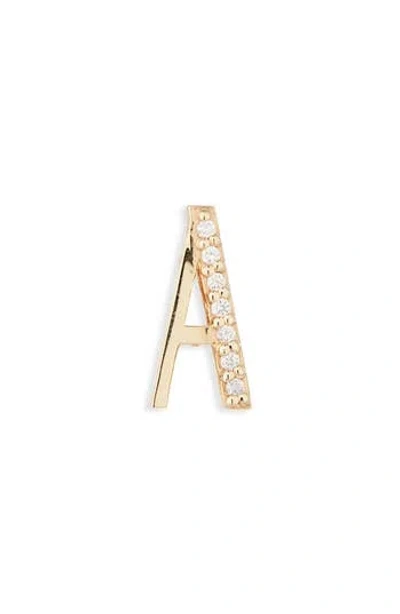 Lana 14k Gold Diamond Initial Single Stud Earring In Gold