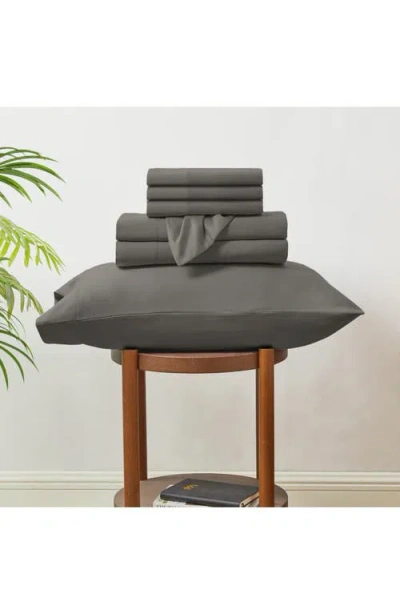 Modern Threads Solid Satin Deep Pocket 6-piece Sheet Set In Gray