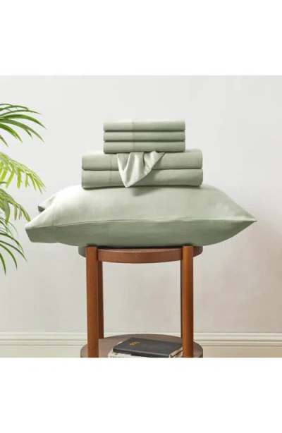 Modern Threads Solid Satin Deep Pocket 6-piece Sheet Set In Green