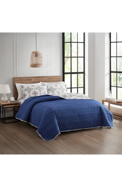 Modern Threads Soren 3-piece Cotton Quilt Set In Blue