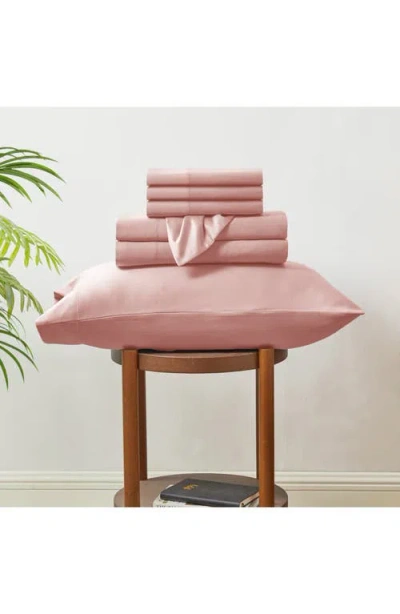 Modern Threads Solid Satin Deep Pocket 6-piece Sheet Set In Pink