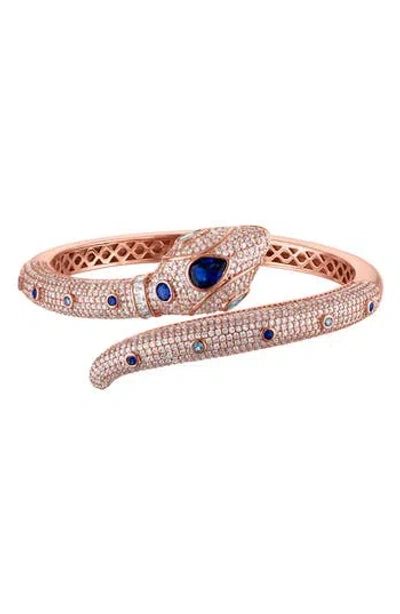 Fzn Pavé Cubic Zirconia Snake Bypass Bracelet In Pink