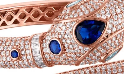 Fzn Pavé Cubic Zirconia Snake Bypass Bracelet In Pink