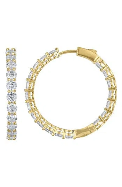 Fzn Round Cut Cubic Zirconia Hoop Earrings In Gold