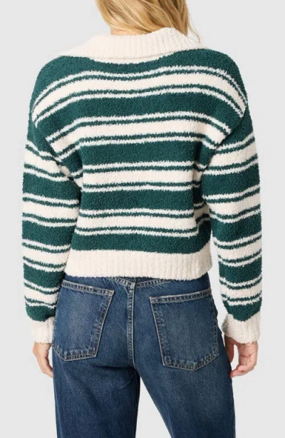 Lush Stripe Johnny Collar Crop Sweater In Multi