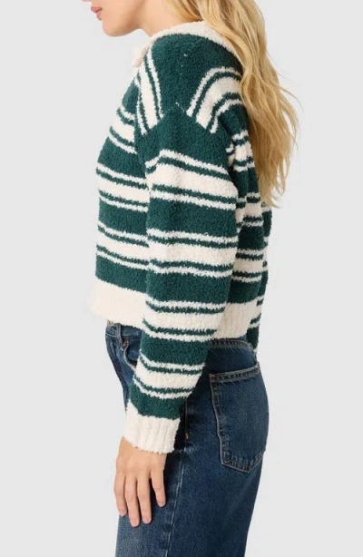 Lush Stripe Johnny Collar Crop Sweater In Multi