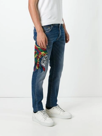 Shop Philipp Plein 'twisted Bear' Straight-leg Jeans