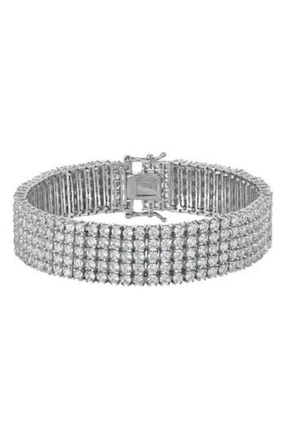 Fzn Cubic Zirconia Stacked Tennis Bracelet In Silver
