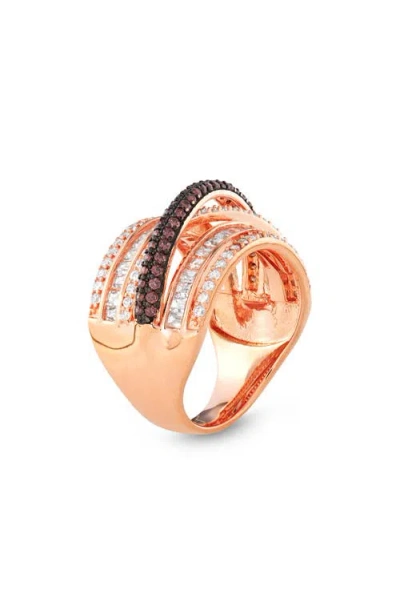 Fzn Two-tone Cubic Zirconia Multiband Ring In Pink