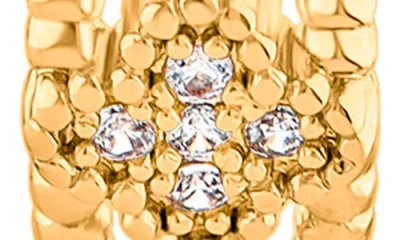 Jardin Delicate Clover Cubic Zirconia Hoop Earrings In Gold