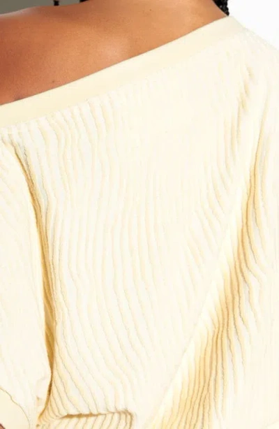 Spiritual Gangster Palmer One-shoulder Terry Top In Neutral