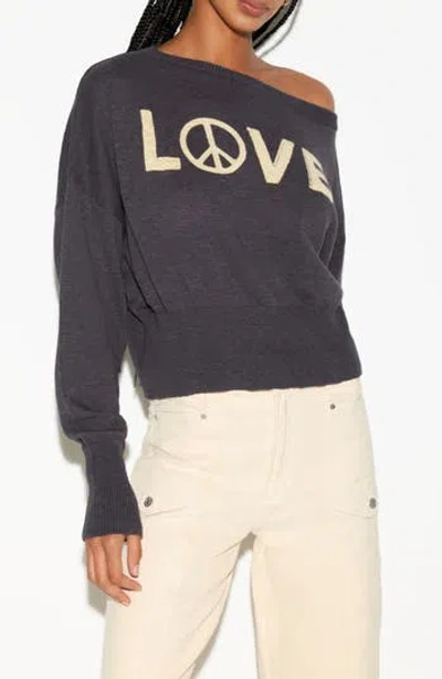 Spiritual Gangster Beloved Devon One-shoulder Sweater In Gray