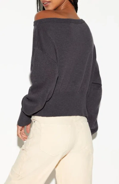 Spiritual Gangster Beloved Devon One-shoulder Sweater In Gray