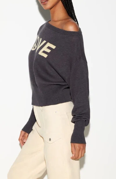 Spiritual Gangster Beloved Devon One-shoulder Sweater In Gray