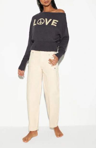 Spiritual Gangster Beloved Devon One-shoulder Sweater In Gray