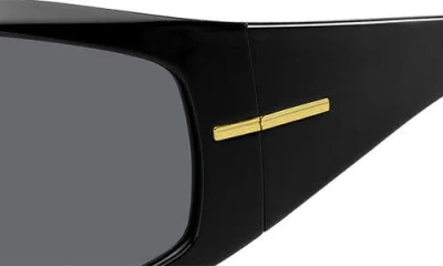 Hugo Boss Boss 70mm Rectangular Wraparound Sunglasses In Black