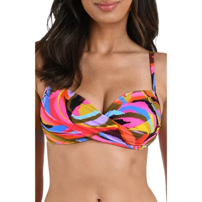 La Blanca Tropic Waves Twist Front Bikini Top In Multi