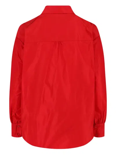 Aspesi Long Sleeve Collared Top Chest Pocket In Red
