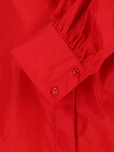 Aspesi Long Sleeve Collared Top Chest Pocket In Red