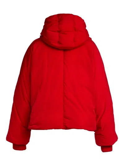 Sportmax Short Padded Jacket With High Collar And Horizontal Stitching In Red