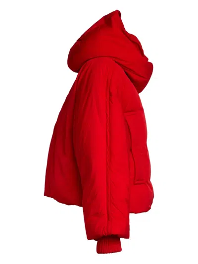 Sportmax Short Padded Jacket With High Collar And Horizontal Stitching In Red