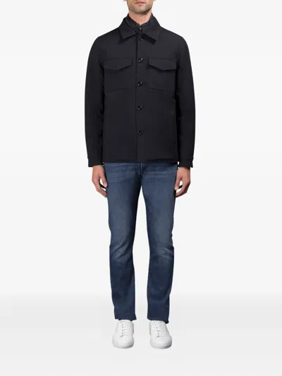 Moorer Torquato-tz Button Flap Pocket Jacket In Blue