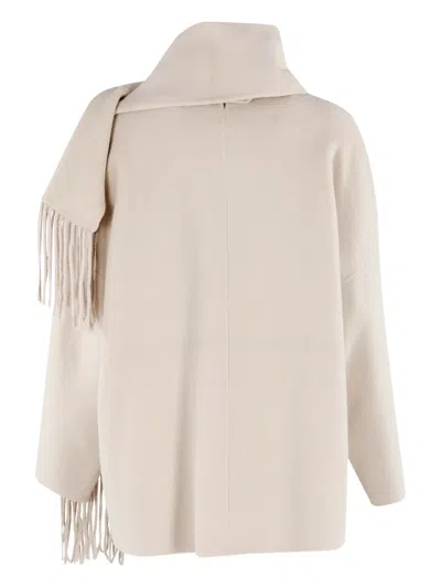 Isabelle Blanche Double-breasted Scarf Coat In Neutral