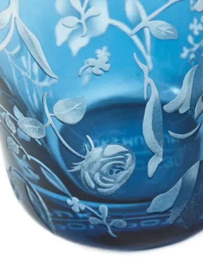 Polspotten Engraved-floral Glass Tumblers In Blue