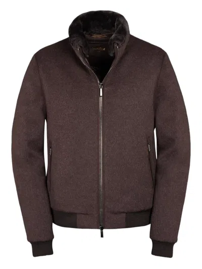 Moorer Bellati-le Zip Collar Jacket In Brown
