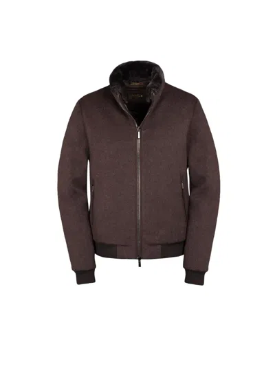 Moorer Bellati-le Zip Collar Jacket In Brown