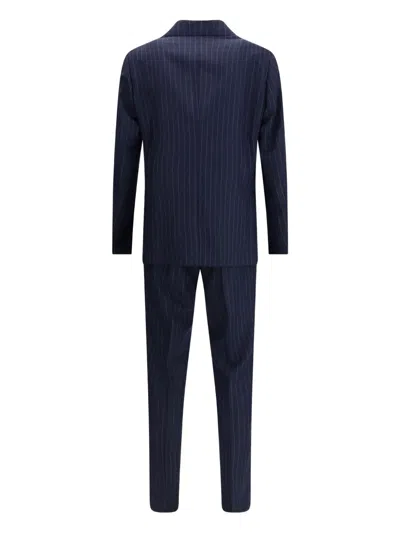 Gi Capri Pinstripe Button Wool Suit In Blue