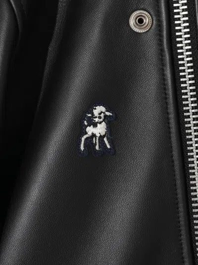 Undercover Leather Biker Jacket In Black