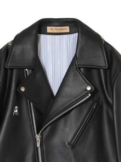 Undercover Leather Biker Jacket In Black