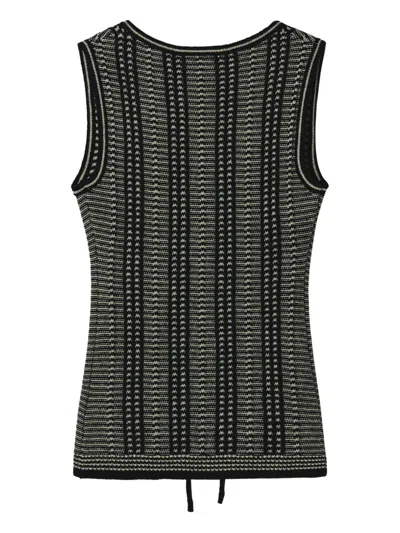 Low Classic Striped Tie Top In Black