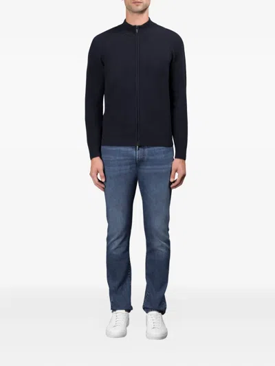 Moorer Dean-ws3 Ribbed Cardigan In Blue