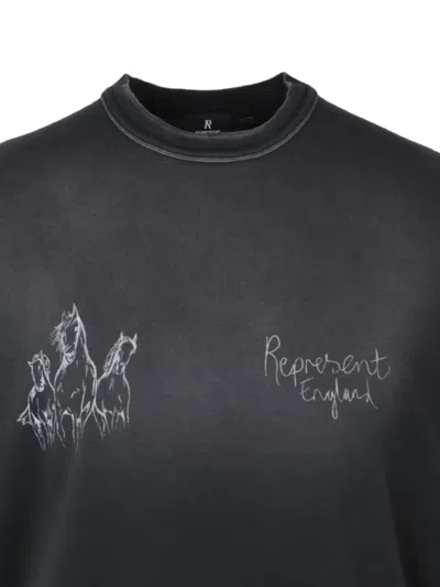 Represent Hand Drawn Thoroughbred T-shirt In Black