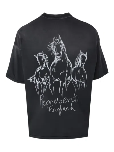 Represent Hand Drawn Thoroughbred T-shirt In Black