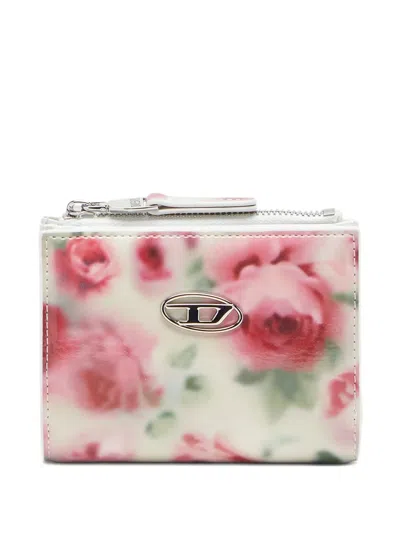 Diesel Floral-print Zip-fastening Wallet In White