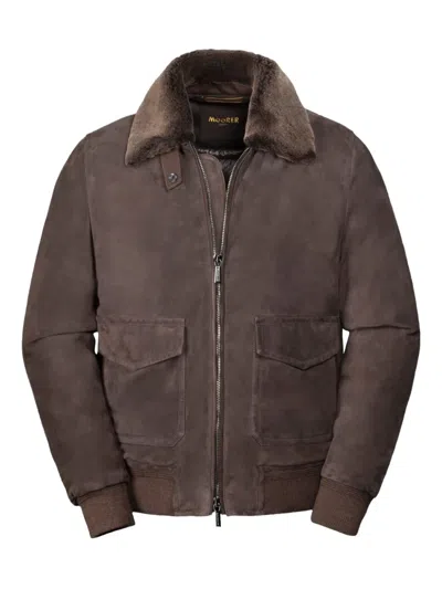Moorer Antenore-ur Collar Pocket Jacket In Brown